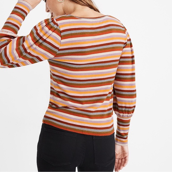 Madewell Puff Sleeve Scoop Neck Sweater Top - Picture 2 of 7